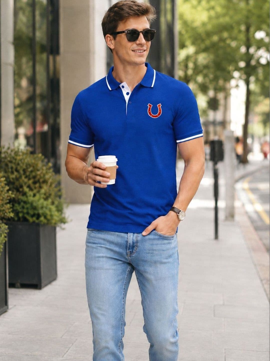 Blacksmith Men Printed Polo Collar T-shirt - view 1