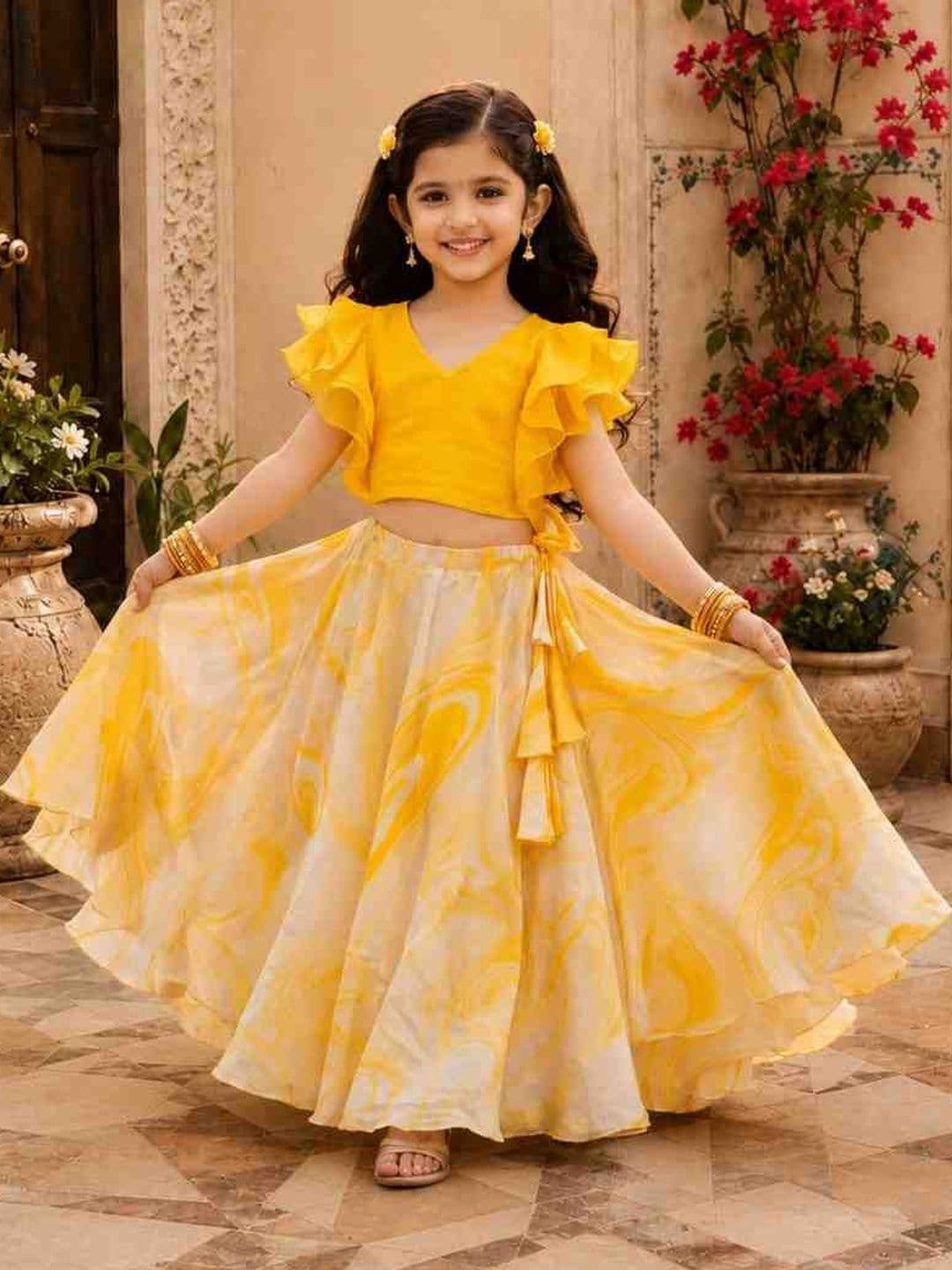 KALINI Girls Semi-Stitched Lehenga & - view 1