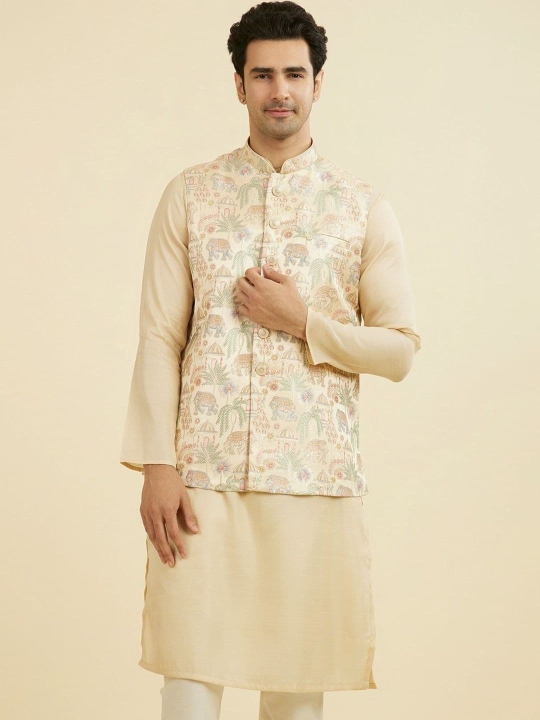 Manyavar Embroidered Mandarin Collar Nehru Jackets - view 1
