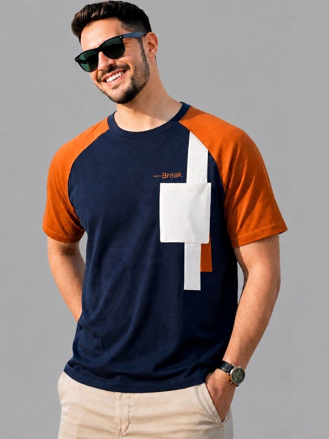 REYA Men Colourblocked Pockets T-shirt - view 1