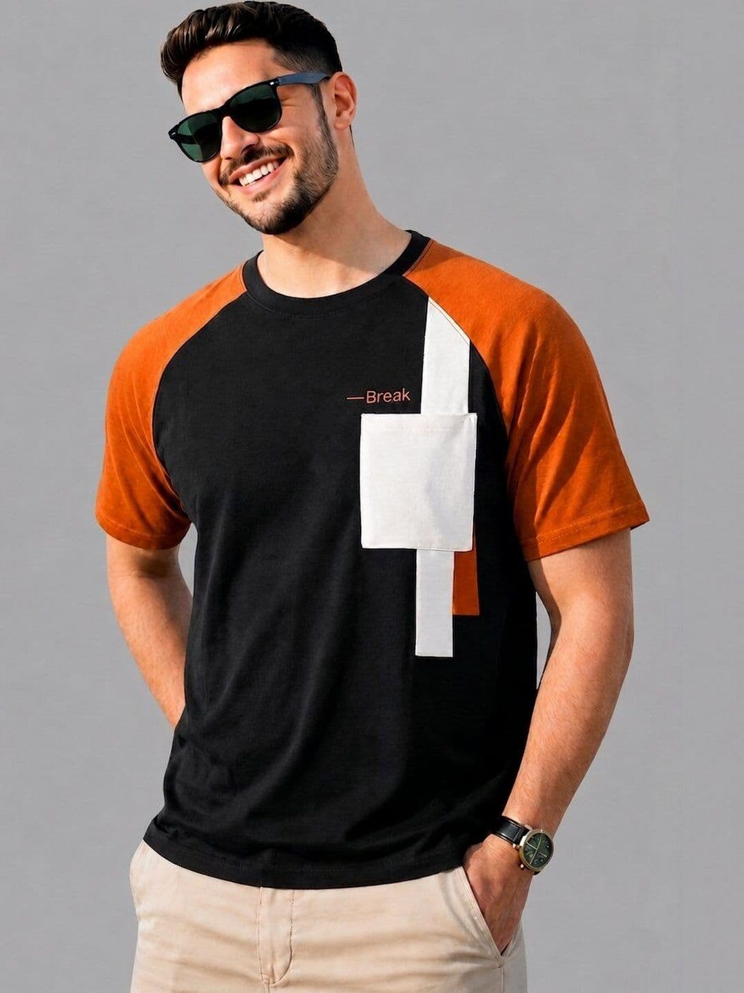 REYA Men Colourblocked Pockets T-shirt - view 1