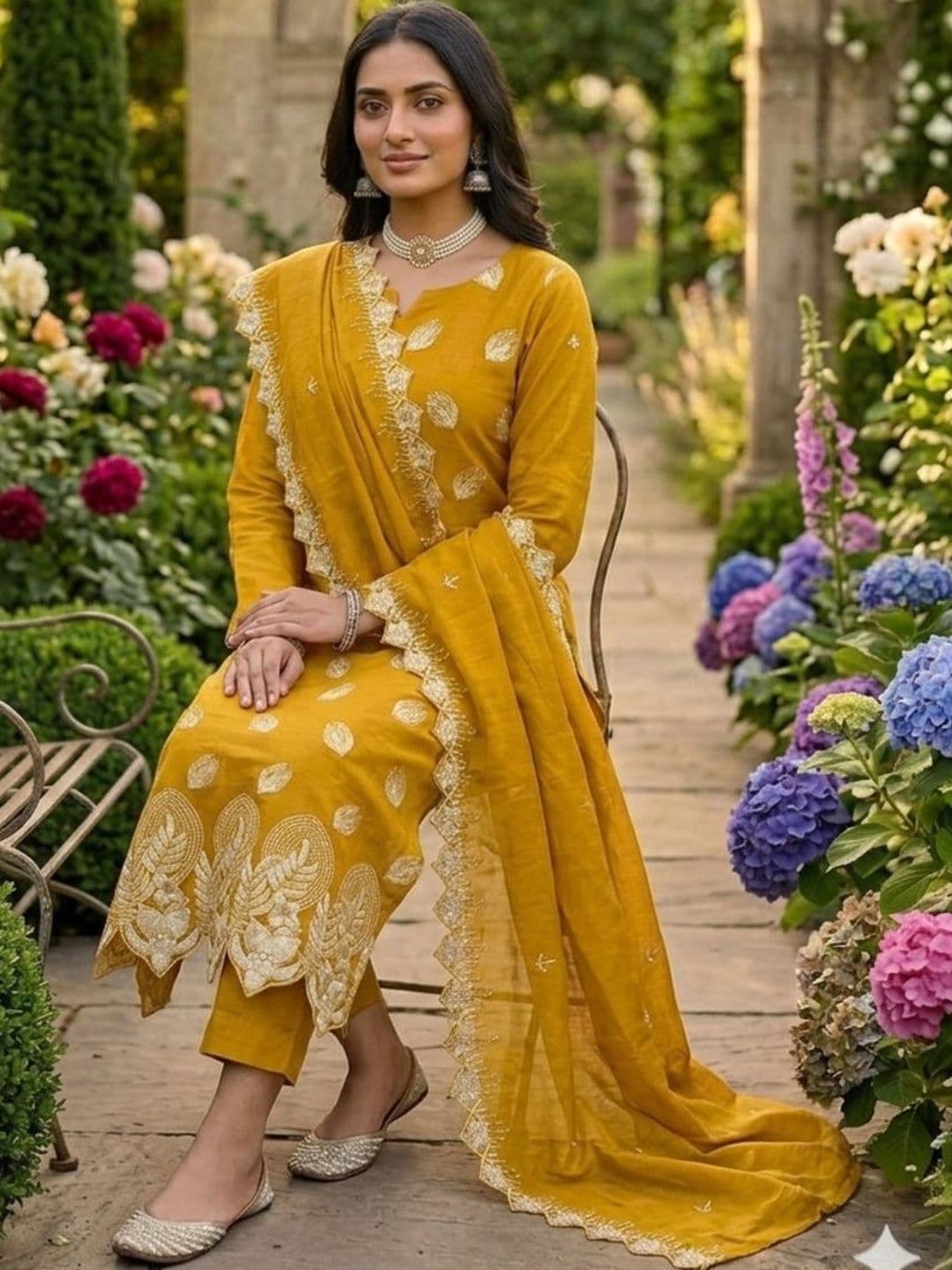 F 13 STUDIO Embroidered Zari Unstitched Dress Material - view 1