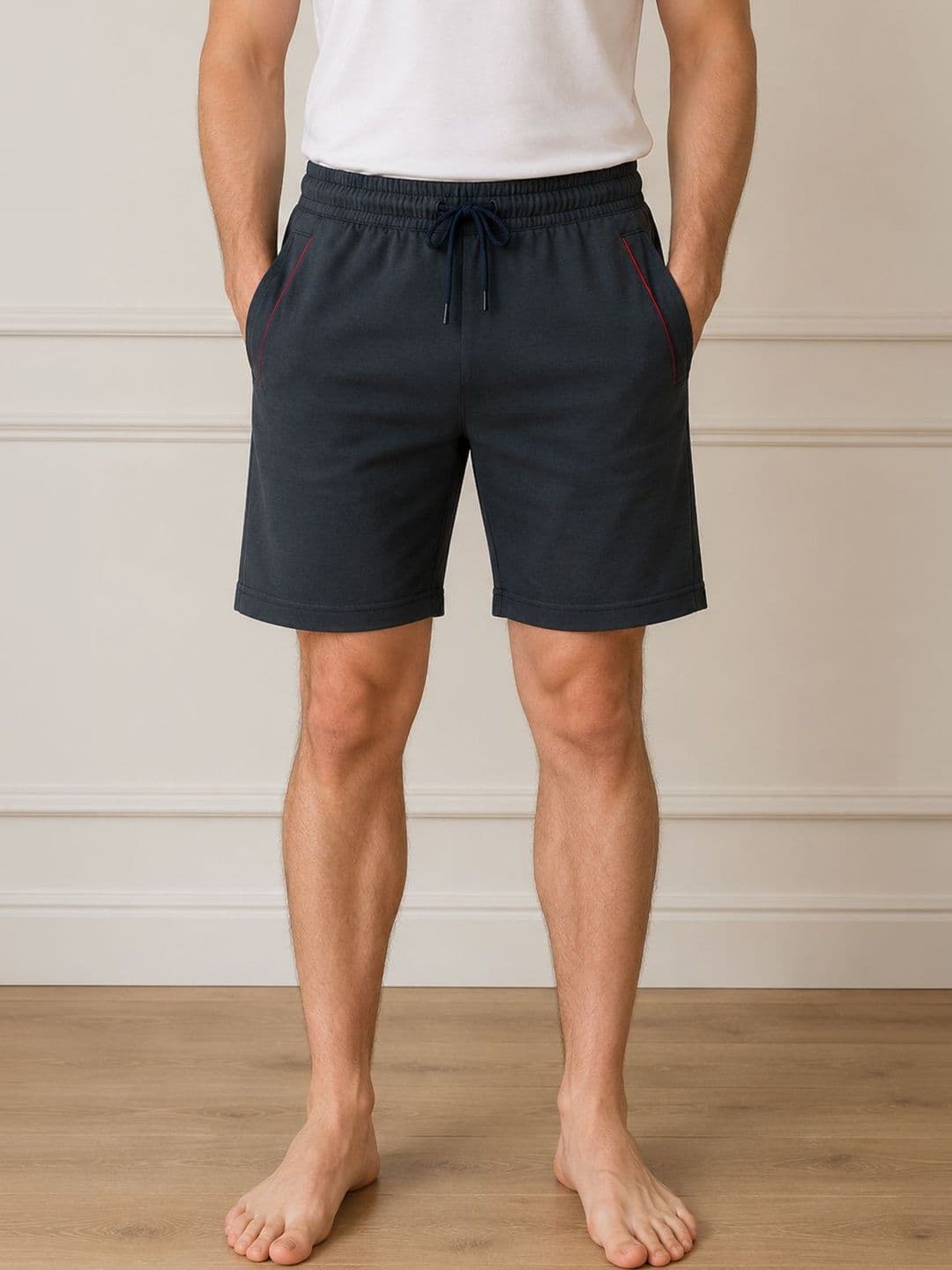 The Roadster Lifestyle Co Cotton Mid-Rise Lounge Shorts With Side Pocket - view 1