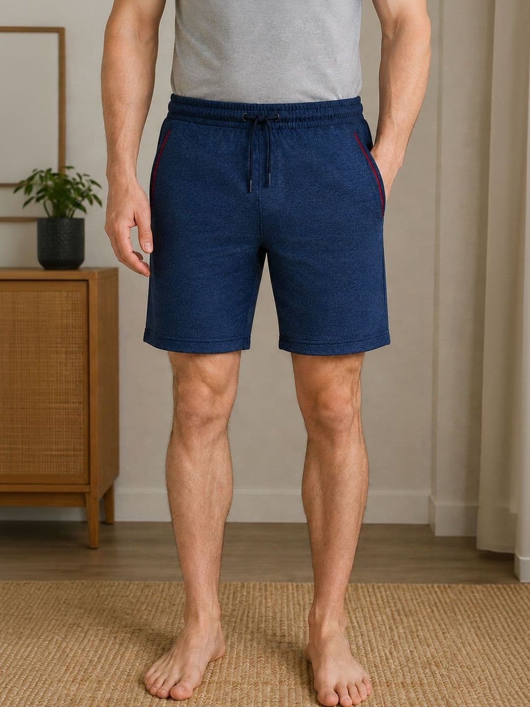 The Roadster Lifestyle Co Cotton Mid-Rise Lounge Shorts With Side Pocket - view 1