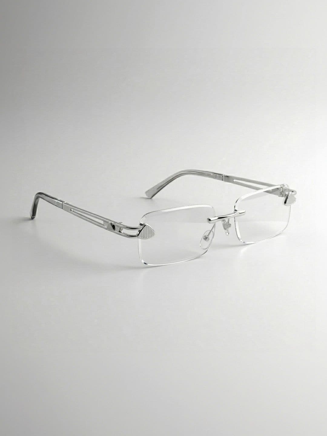 Jiebo Unisex Clear Lens & Silver-Toned Rectangle Sunglasses with - view 1
