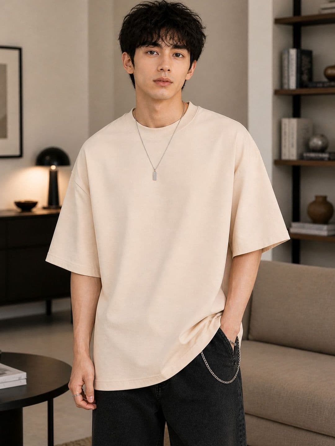 PockMAN Men Drop-Shoulder Sleeves Bio Finish T-shirt - view 1