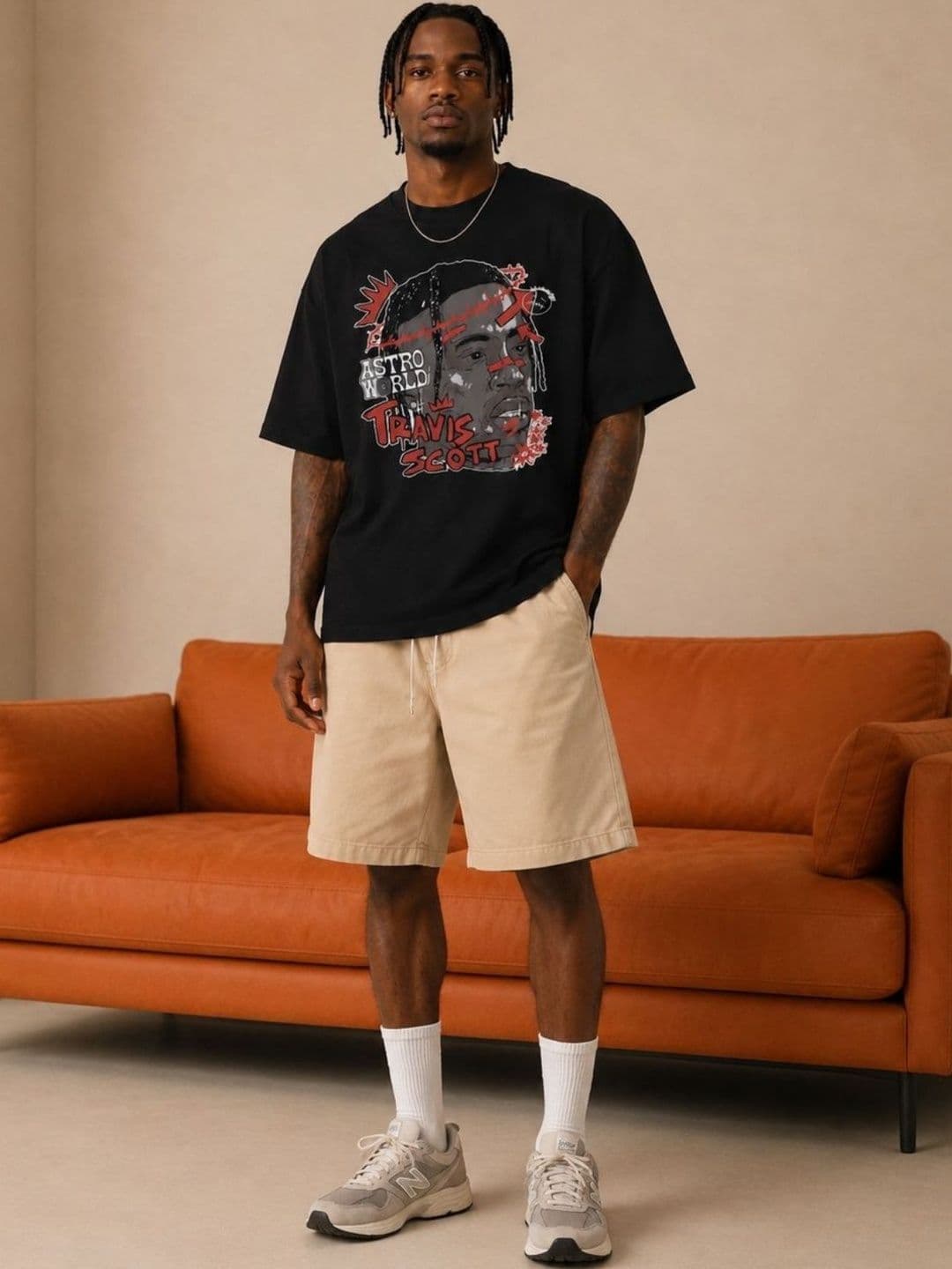 CAPTCHA Graphic Travis Scott Printed Drop-Shoulder Sleeves Pure Cotton Oversized T-shirt - view 1