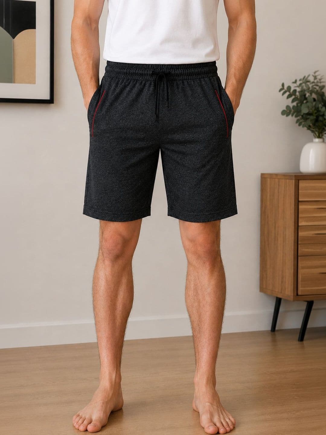 The Roadster Lifestyle Co Cotton Mid-Rise Lounge Shorts With Side Pocket - view 1