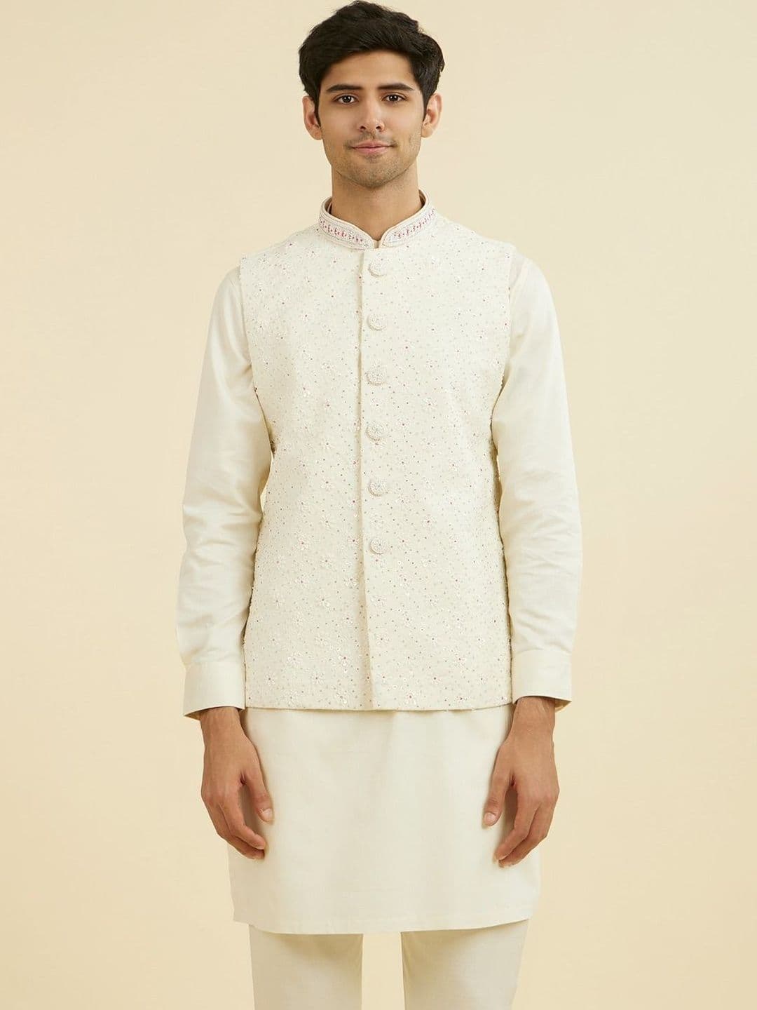 Manyavar Embroidered Mandarin Collar Nehru Jackets - view 1