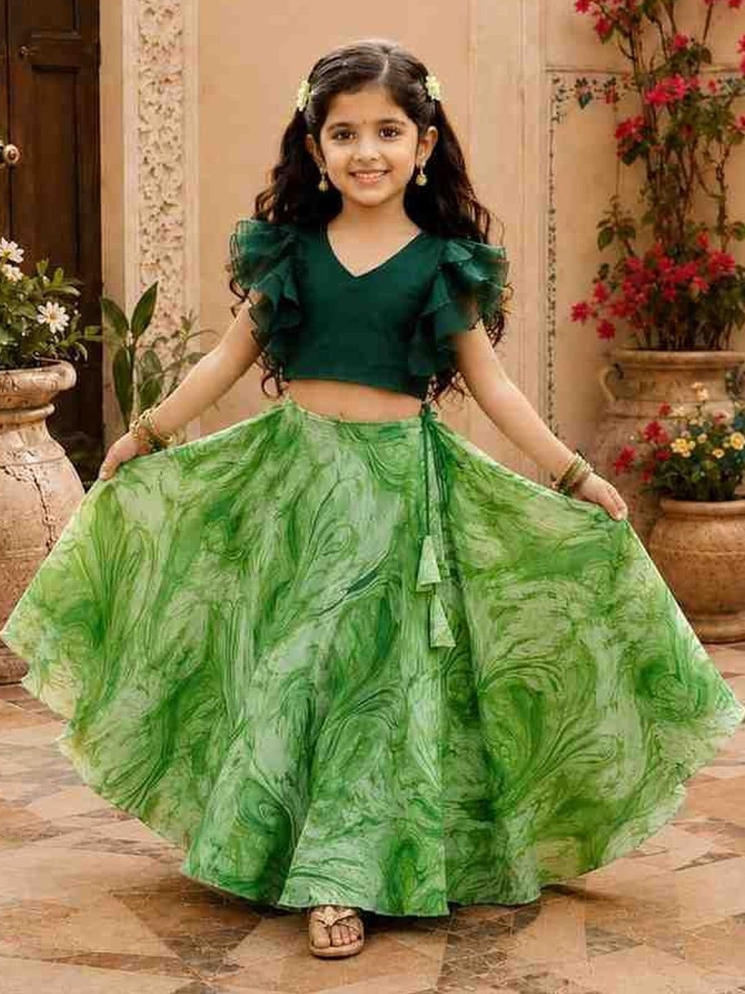 KALINI Girls Semi-Stitched Lehenga & - view 1