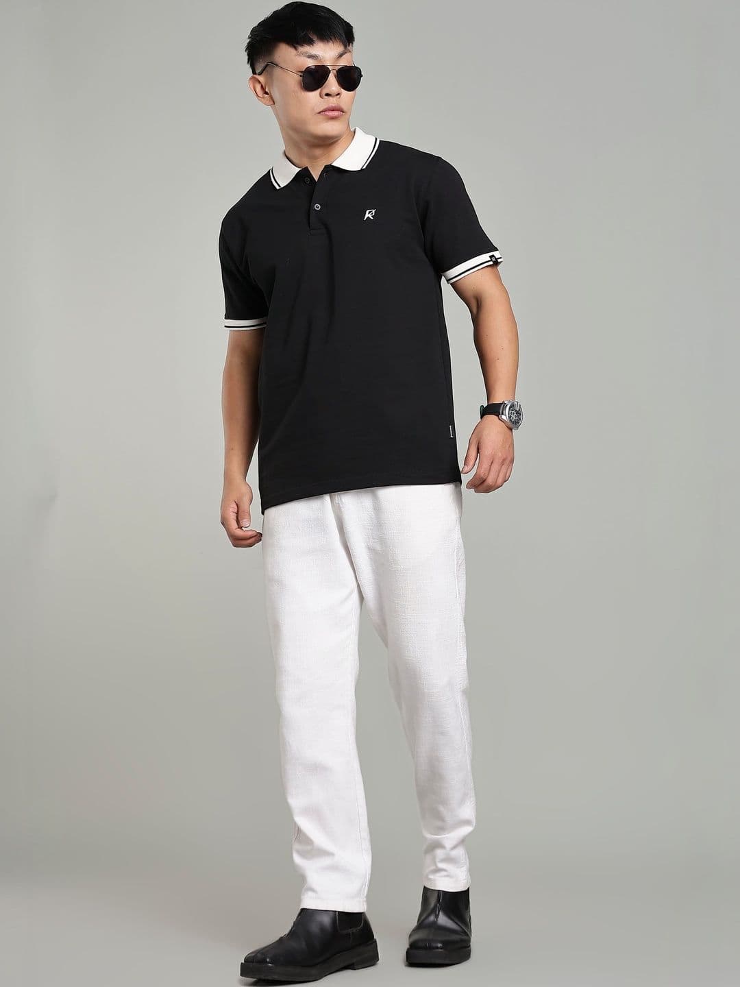Roadking Men Brand Logo Polo Collar Slim Fit T-shirt - view 1
