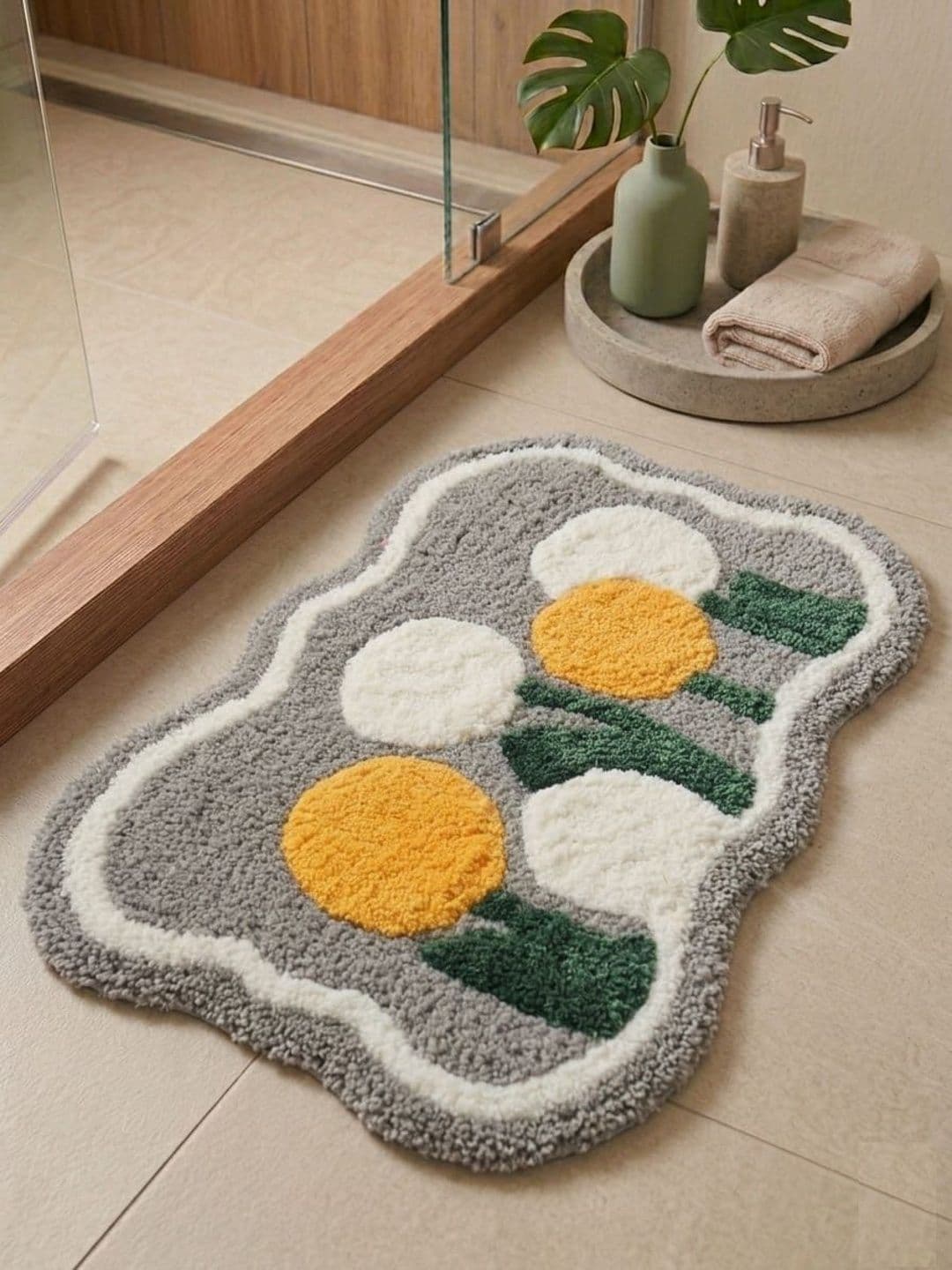 AaHo Decor White & Yellow Anti-Slip High Absorbent Doormats - view 1