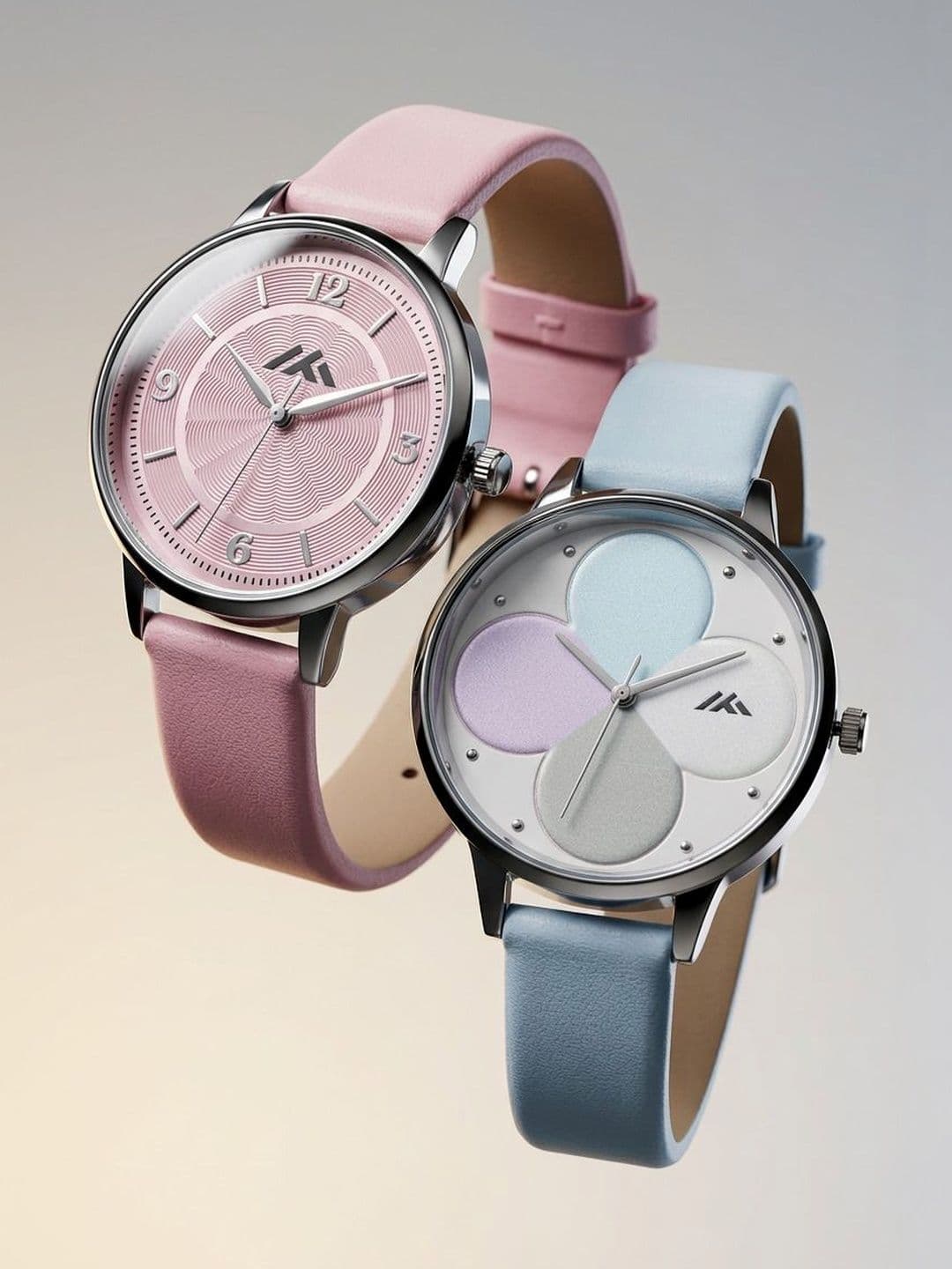 VIRAKTI Women Brass Dial & Leather Straps Analogue Watch G-17-PINK-G-35-SKY BLUE-COMBO VIR - view 1