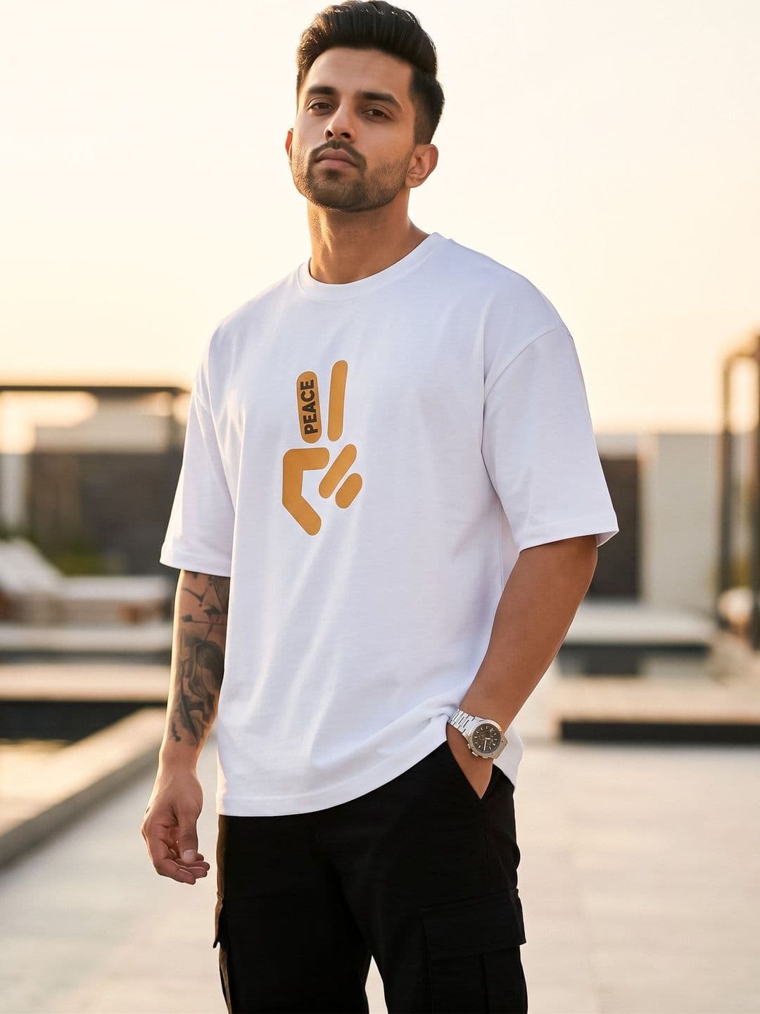 CHUGHZ Men's Oversized Typography Printed T-shirt - view 1