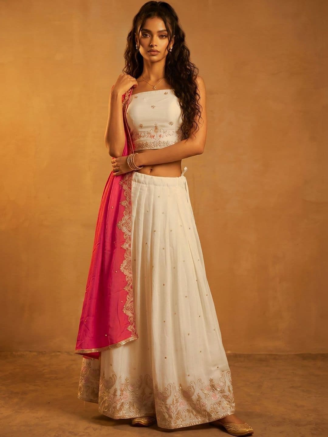 DRIP CHOWK Embroidered Semi-Stitched Lehenga & Blouse With Dupatta - view 1