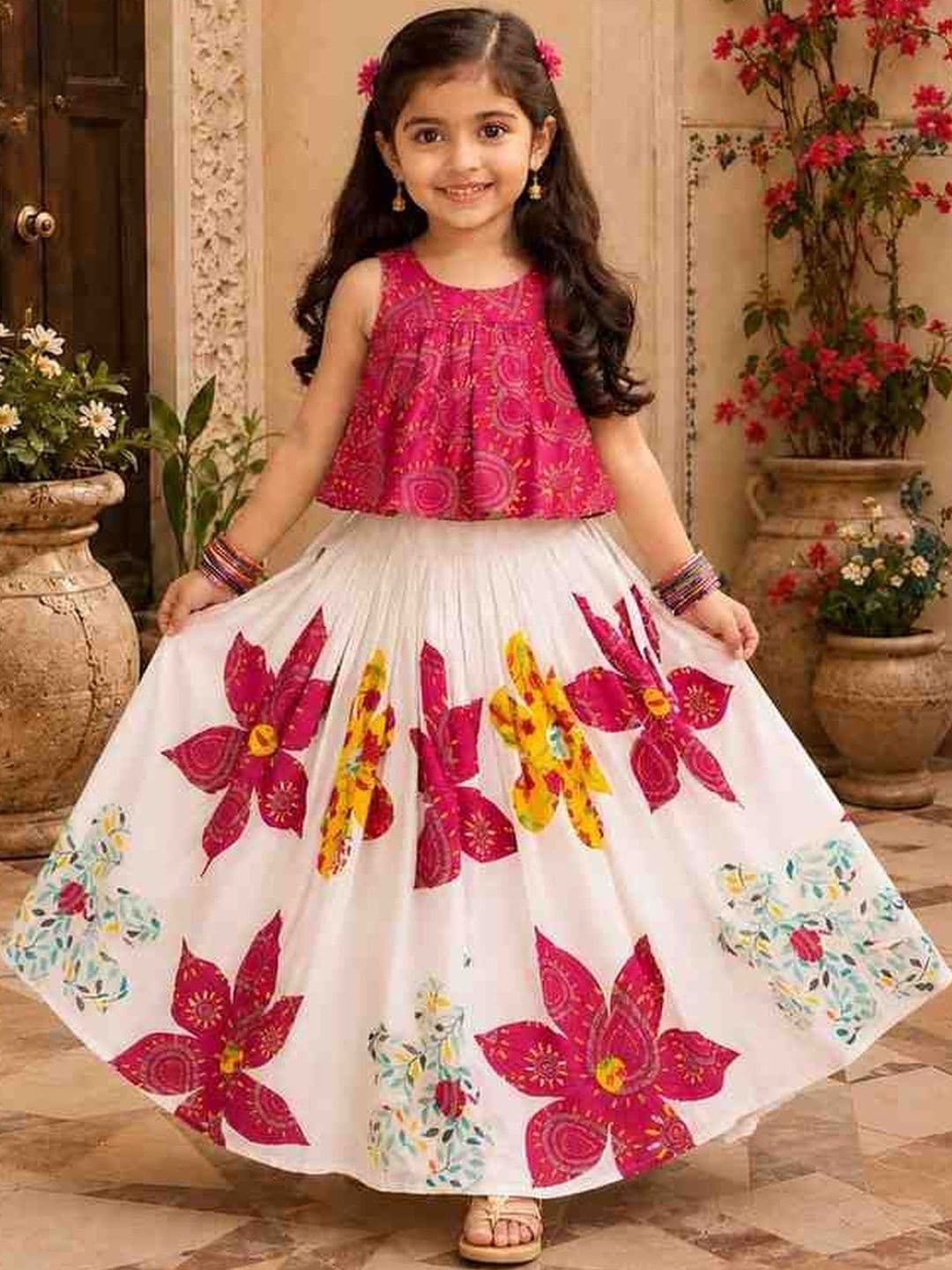 KALINI Girls Printed Ready to Wear Lehenga & - view 1