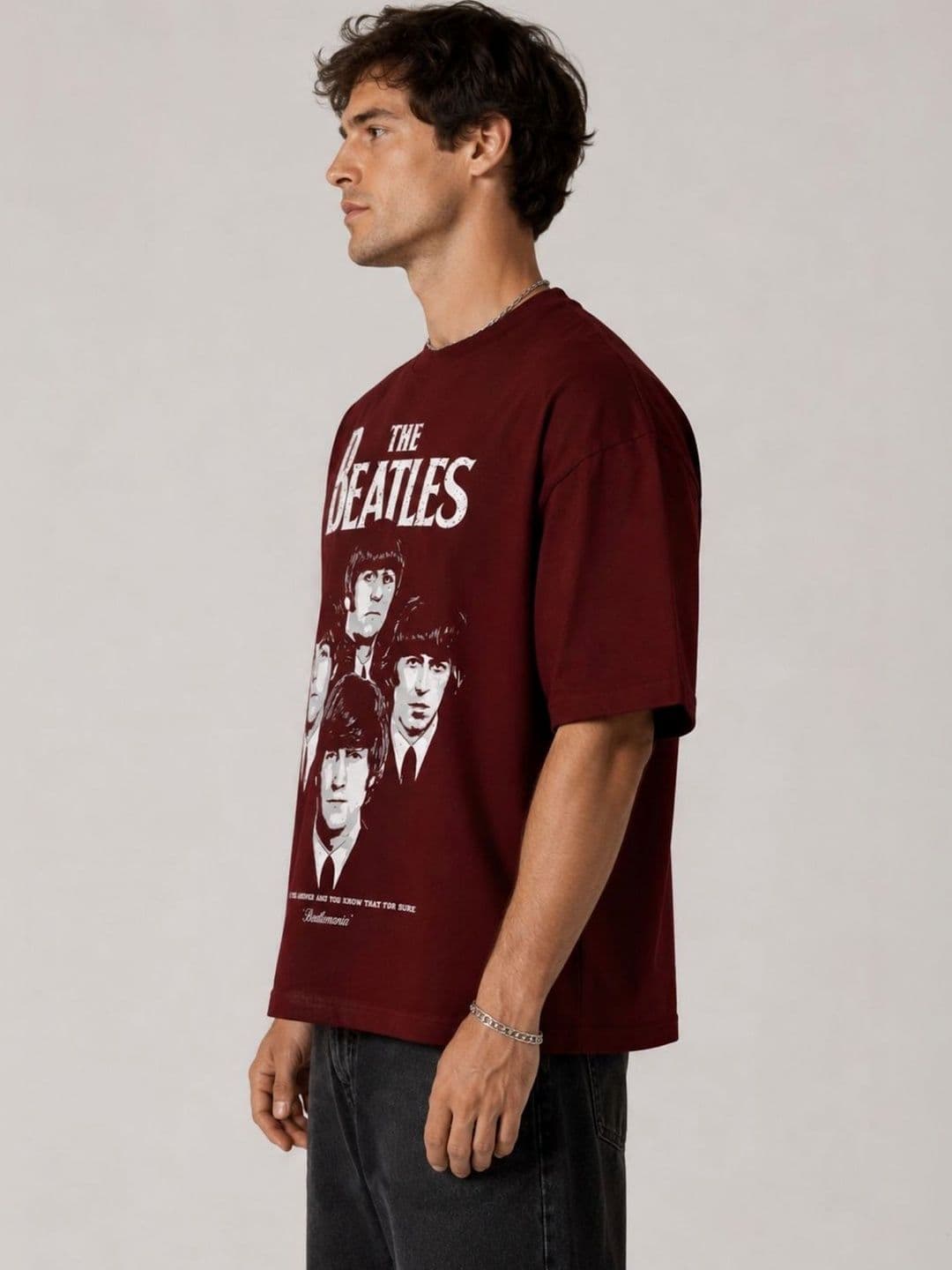CAPTCHA Graphic The Beatles Printed Drop-Shoulder Sleeves Pure Cotton Oversized T-shirt - view 1