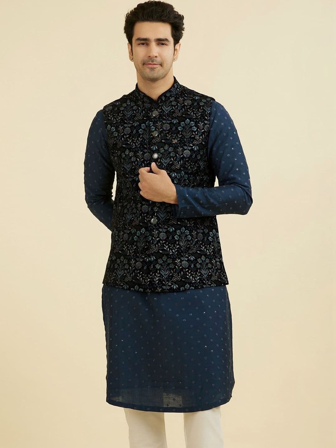 Manyavar Embroidered Mandarin Collar Nehru Jackets - view 1