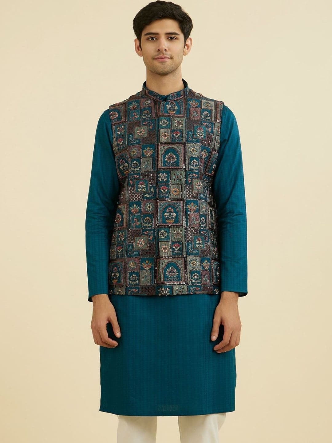 Manyavar Embroidered Mandarin Collar Nehru Jackets - view 1