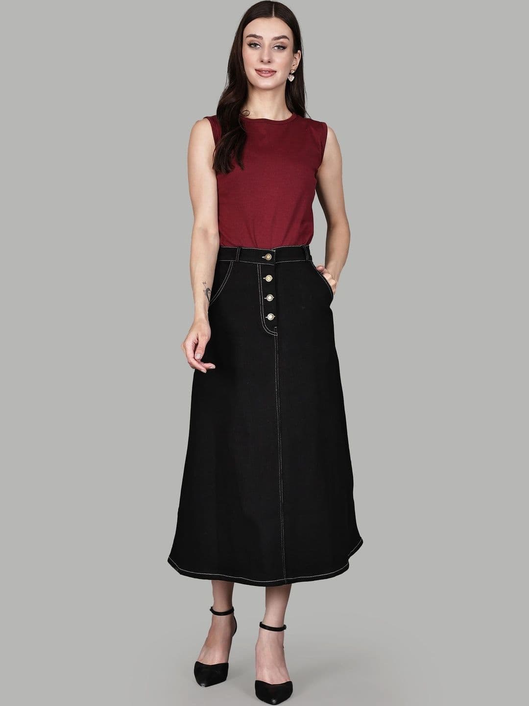 Roadster Women Denim Midi A-Line Skirt - view 1
