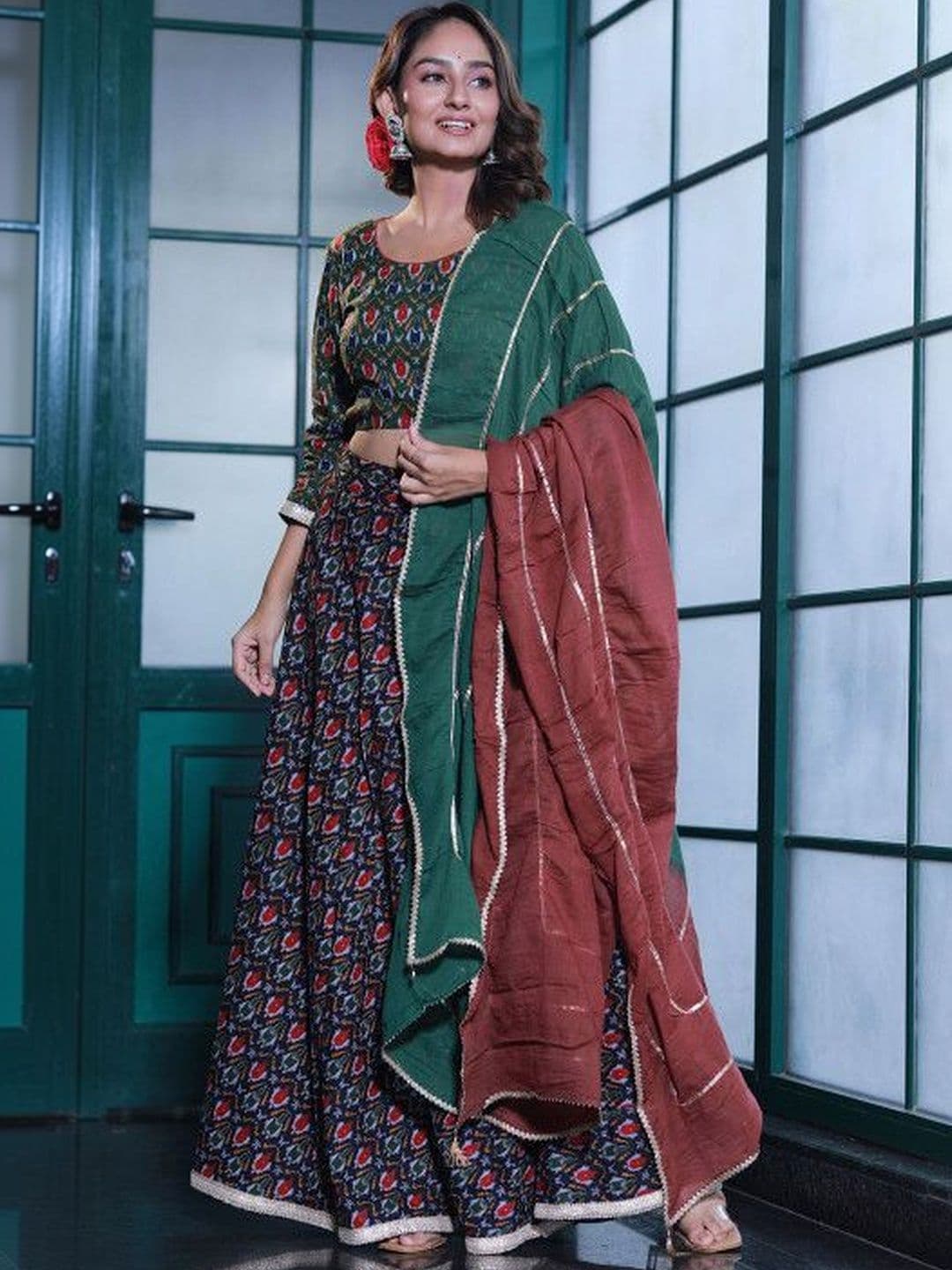 AKS Printed Ready to Wear Lehenga & Blouse With Dupatta - view 1