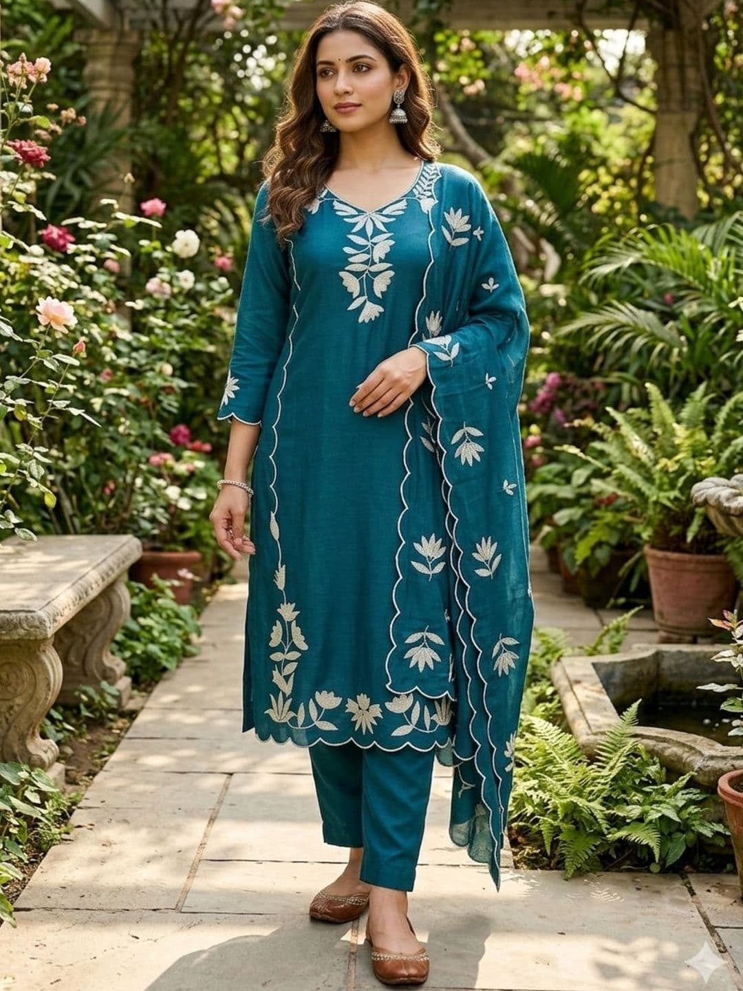 F 13 STUDIO Embroidered Pure Silk Unstitched Dress Material - view 1