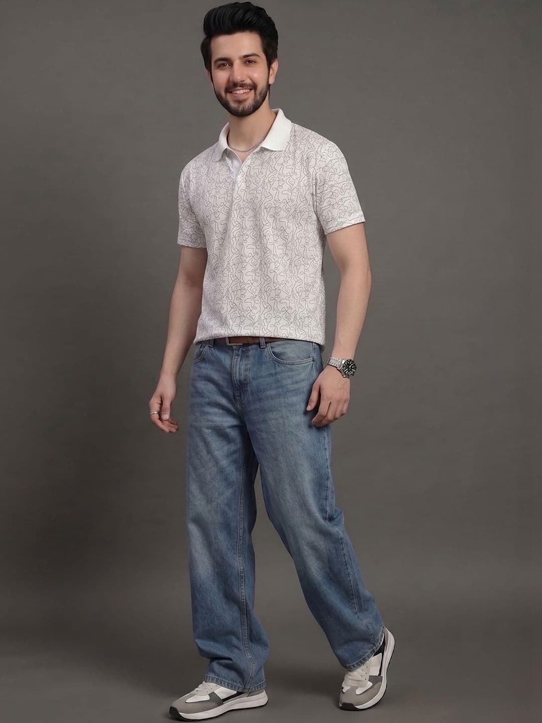 Mast & Harbour Abstract Printed Polo Collar Short Sleeves T-shirt - view 1