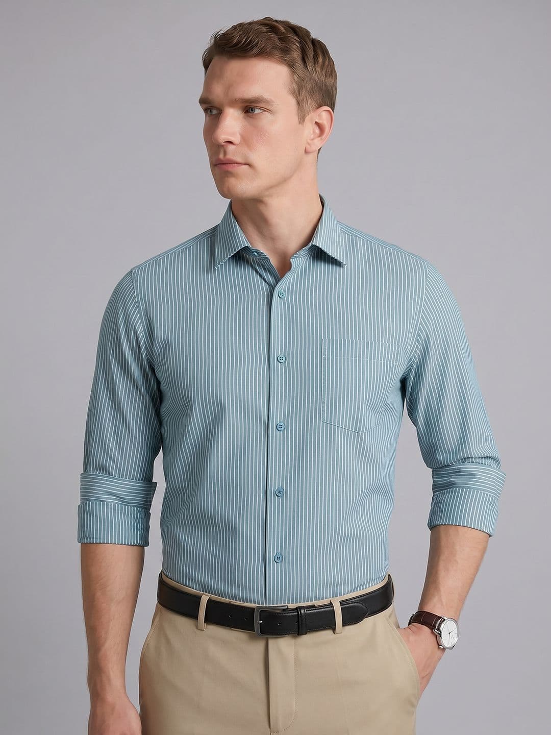 Blackberrys Vertical Striped Pure Cotton Formal Shirt - view 1