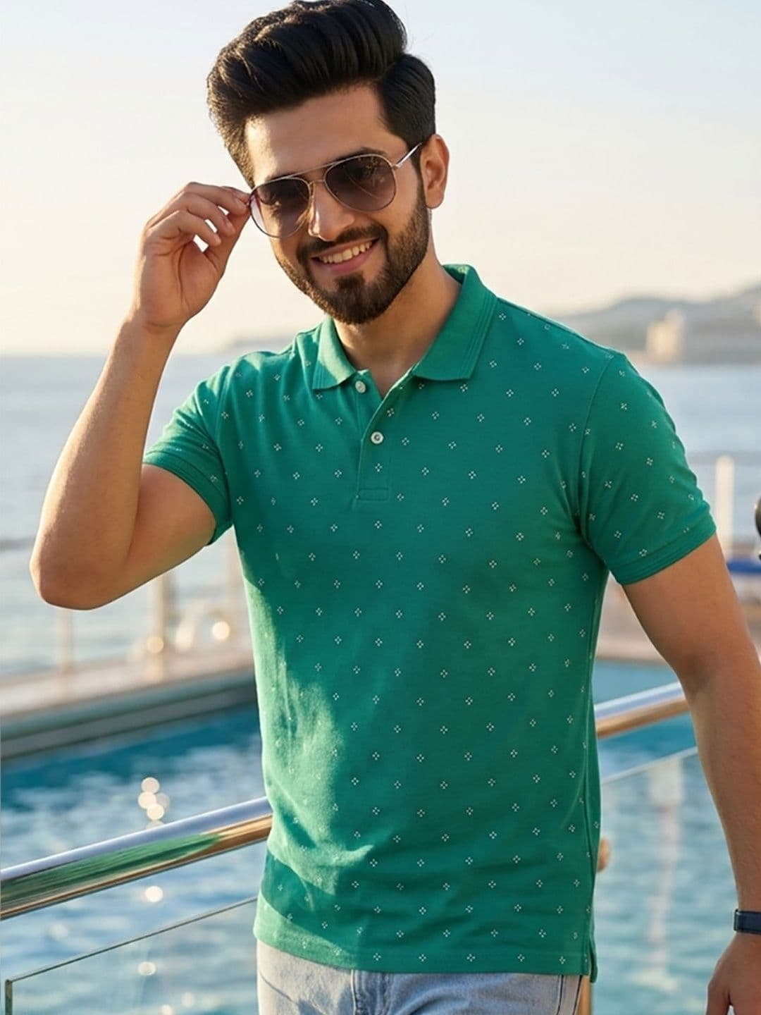 Mast & Harbour Men Printed Polo Collar T-shirt - view 1