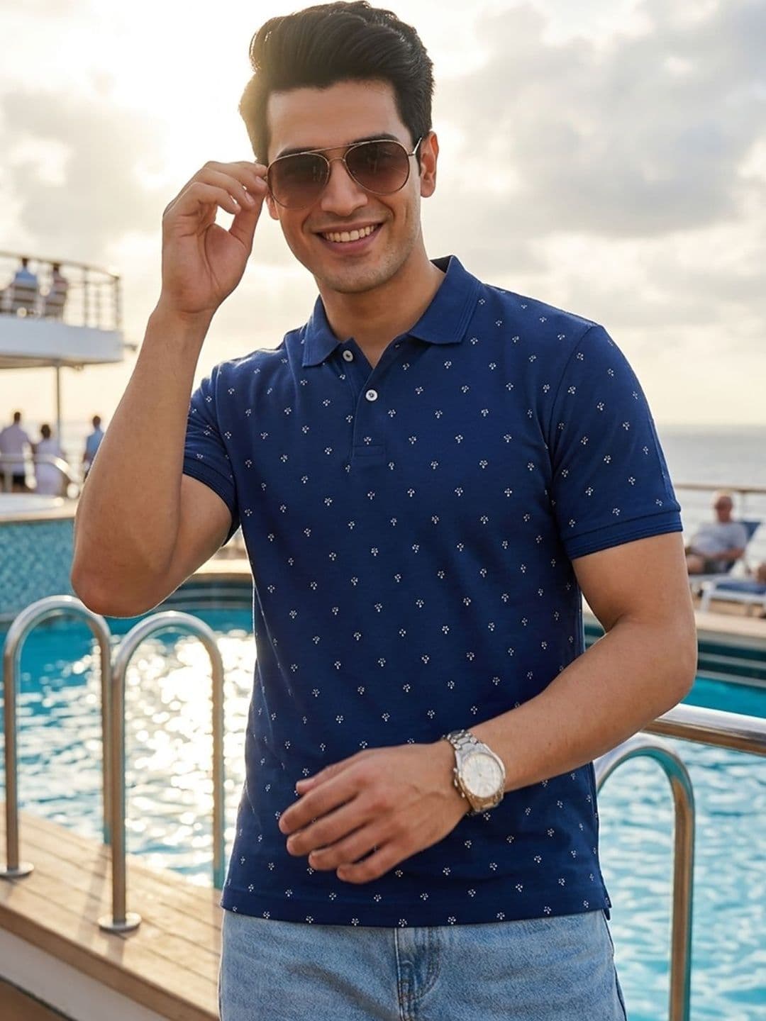 Mast & Harbour Men Printed Polo Collar T-shirt - view 1