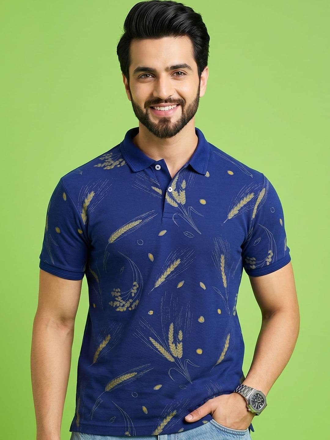 Mast & Harbour Men Printed Polo Collar T-shirt - view 1