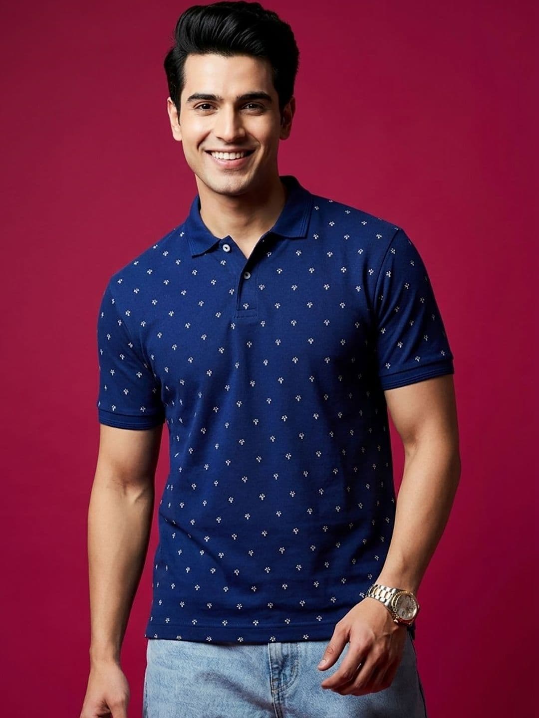 Mast & Harbour Men Printed Polo Collar T-shirt - view 1