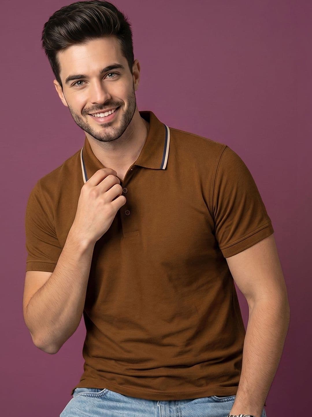 Mast & Harbour Men Polo Collar T-shirt - view 1