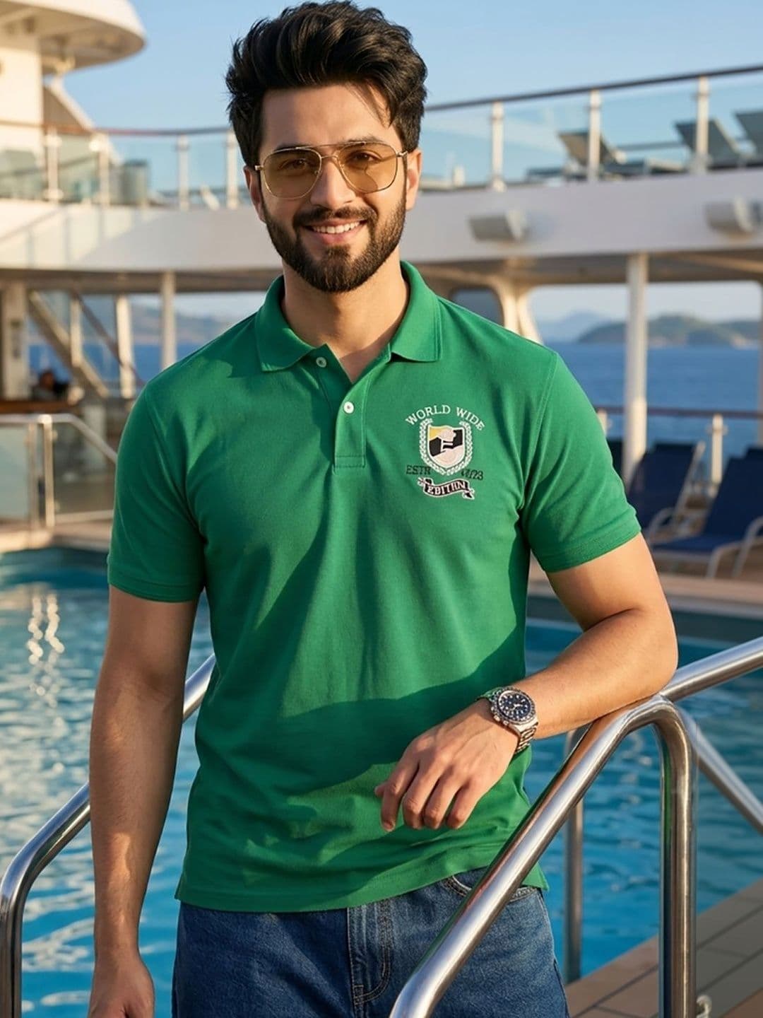 Mast & Harbour Men Brand Logo Printed Polo Collar T-shirt - view 1
