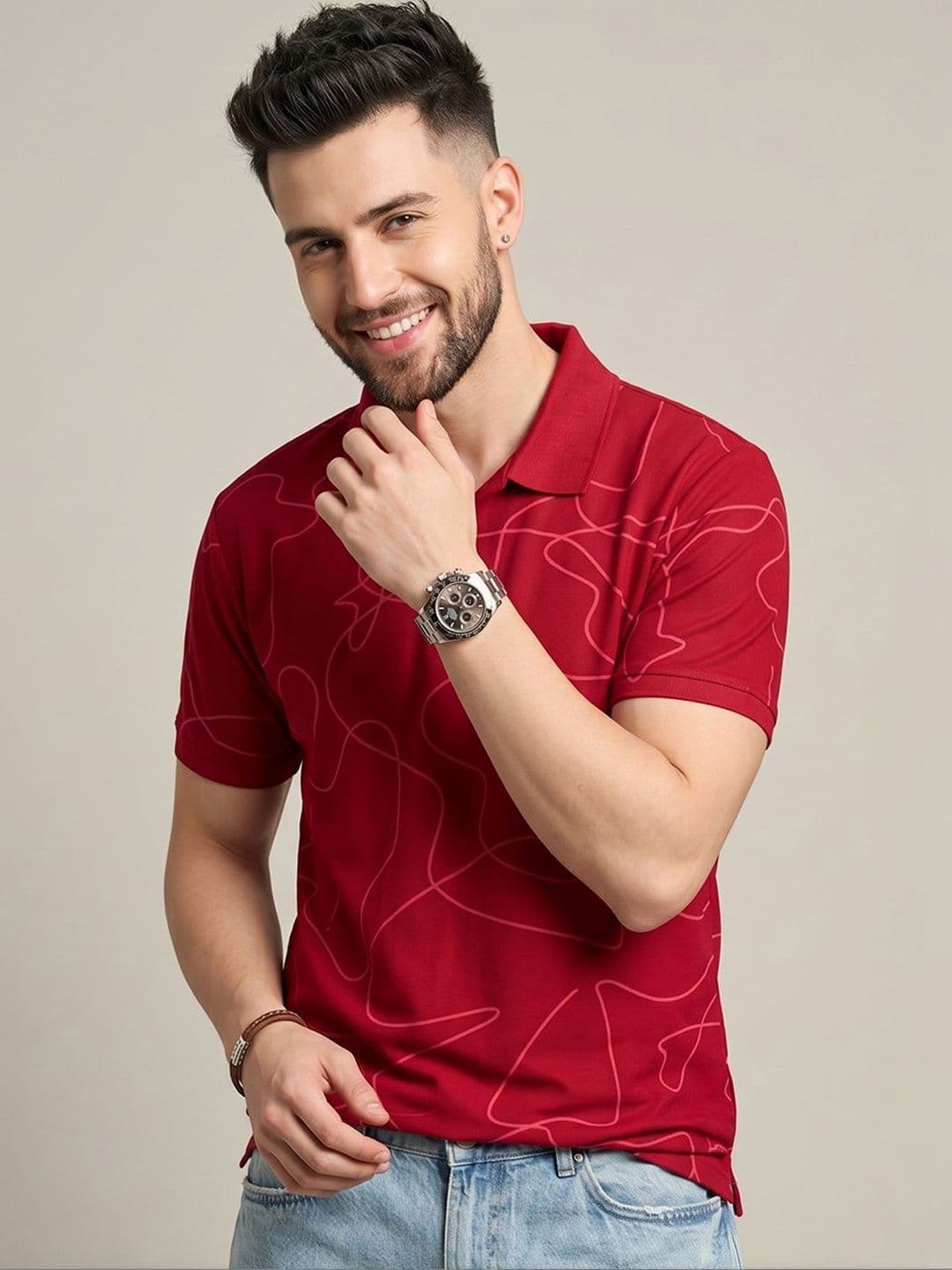 Kook N Keech Men Printed Polo Collar T-shirt - view 1