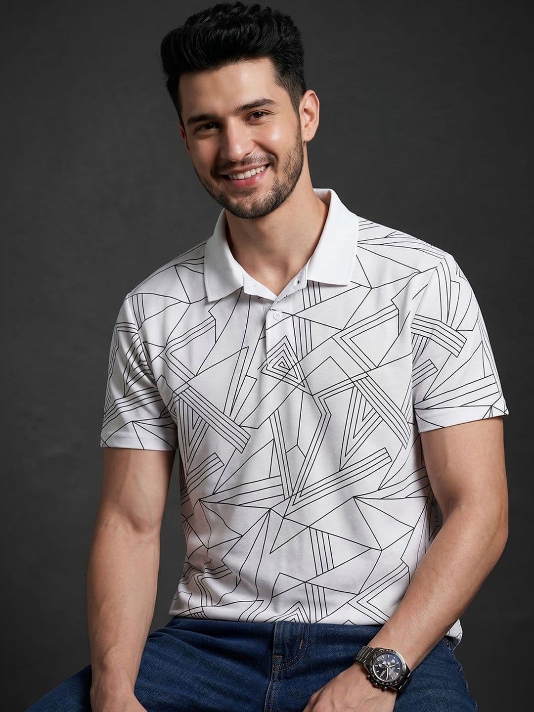 Mast & Harbour Men Printed Polo Collar T-shirt - view 1
