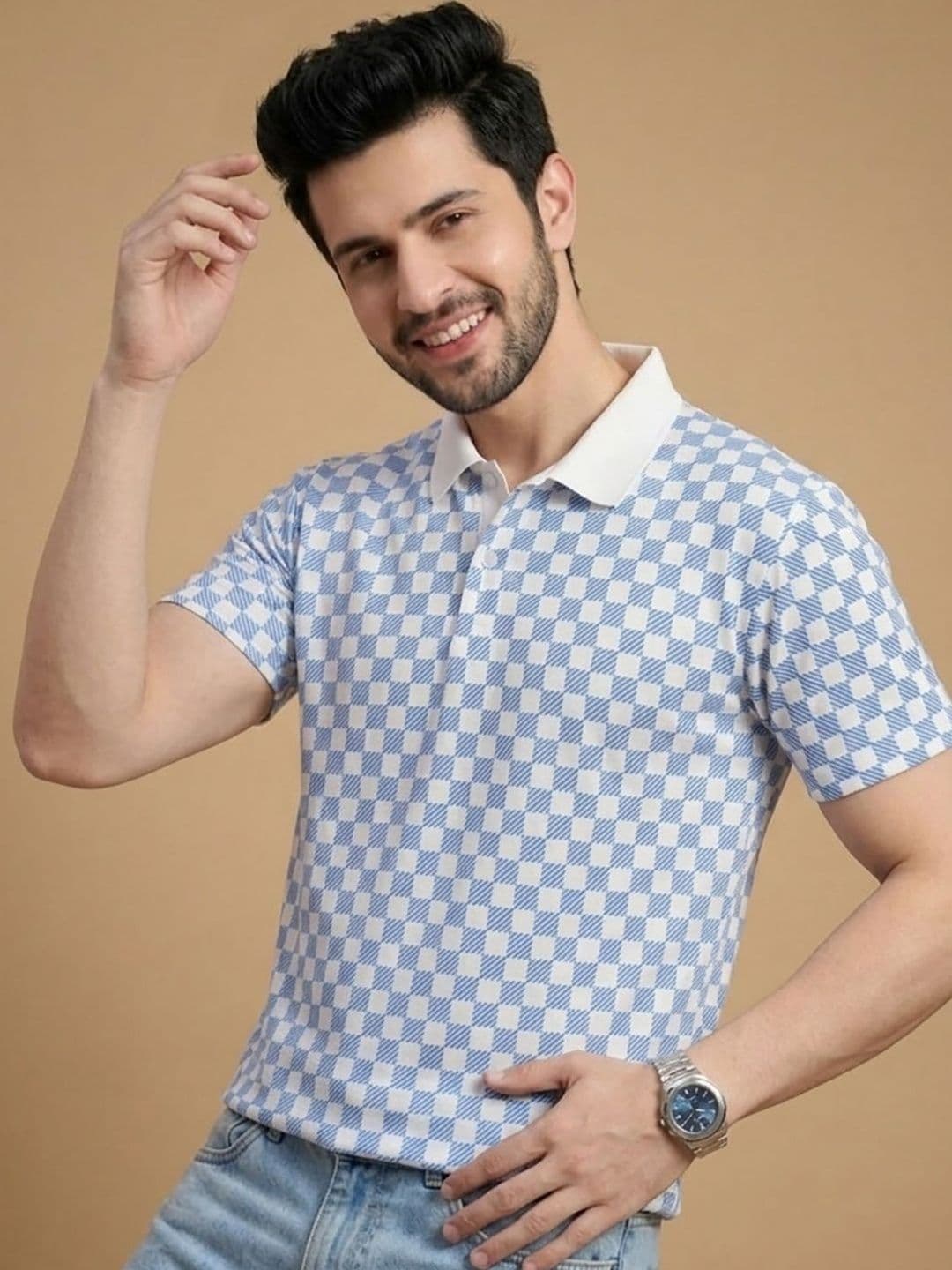 Kook N Keech Checked Polo Collar T-shirt - view 1