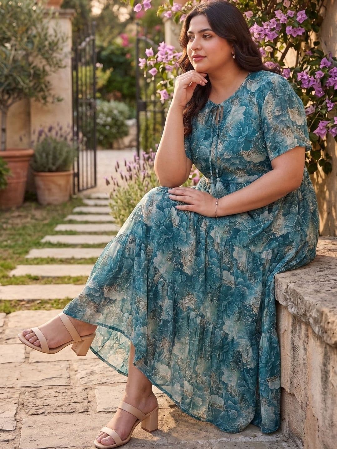 Sangria Floral Print Maxi Dress - view 1