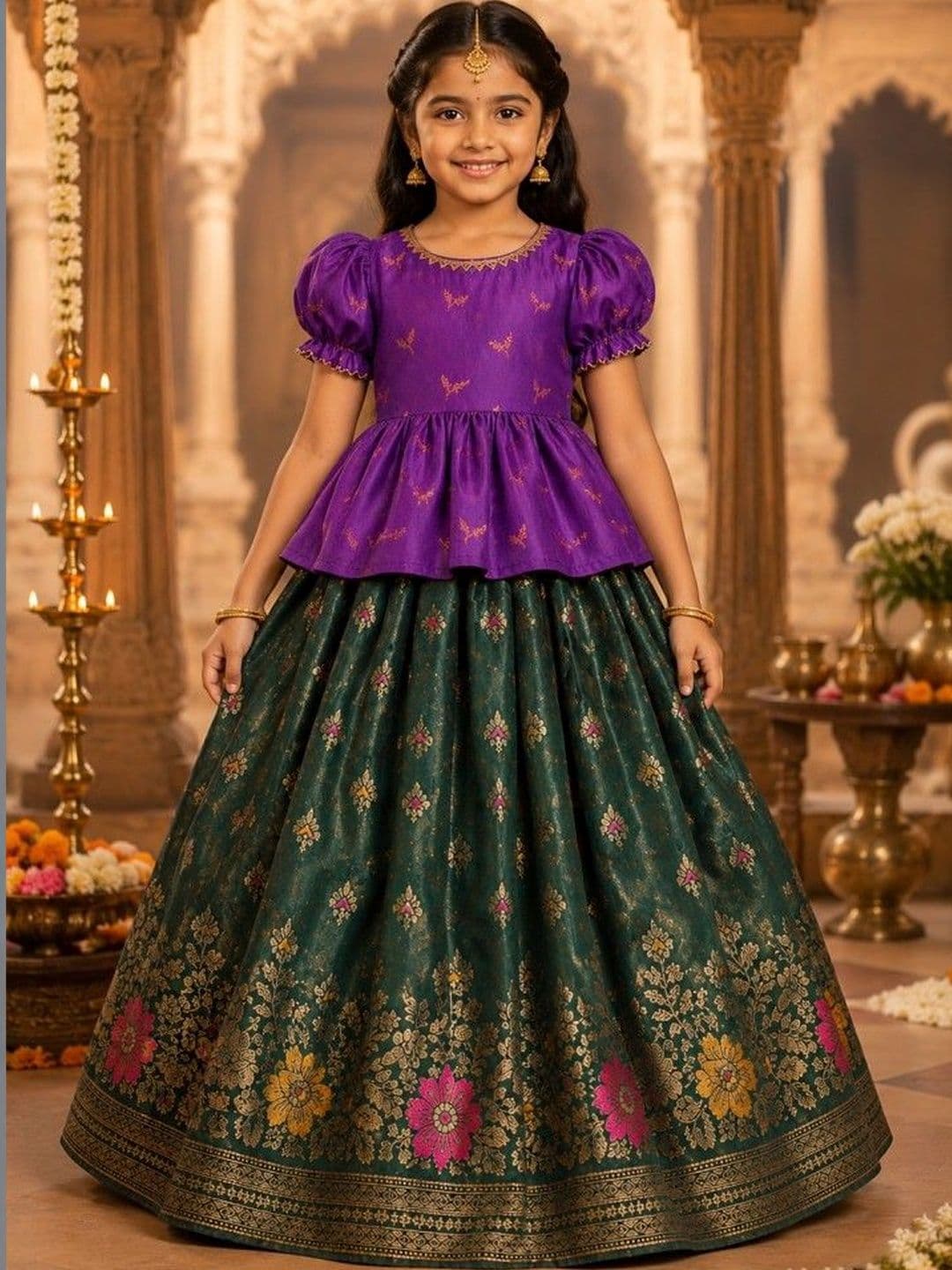 Ethzy Girls Embellished Ready to Wear Lehenga & - view 1