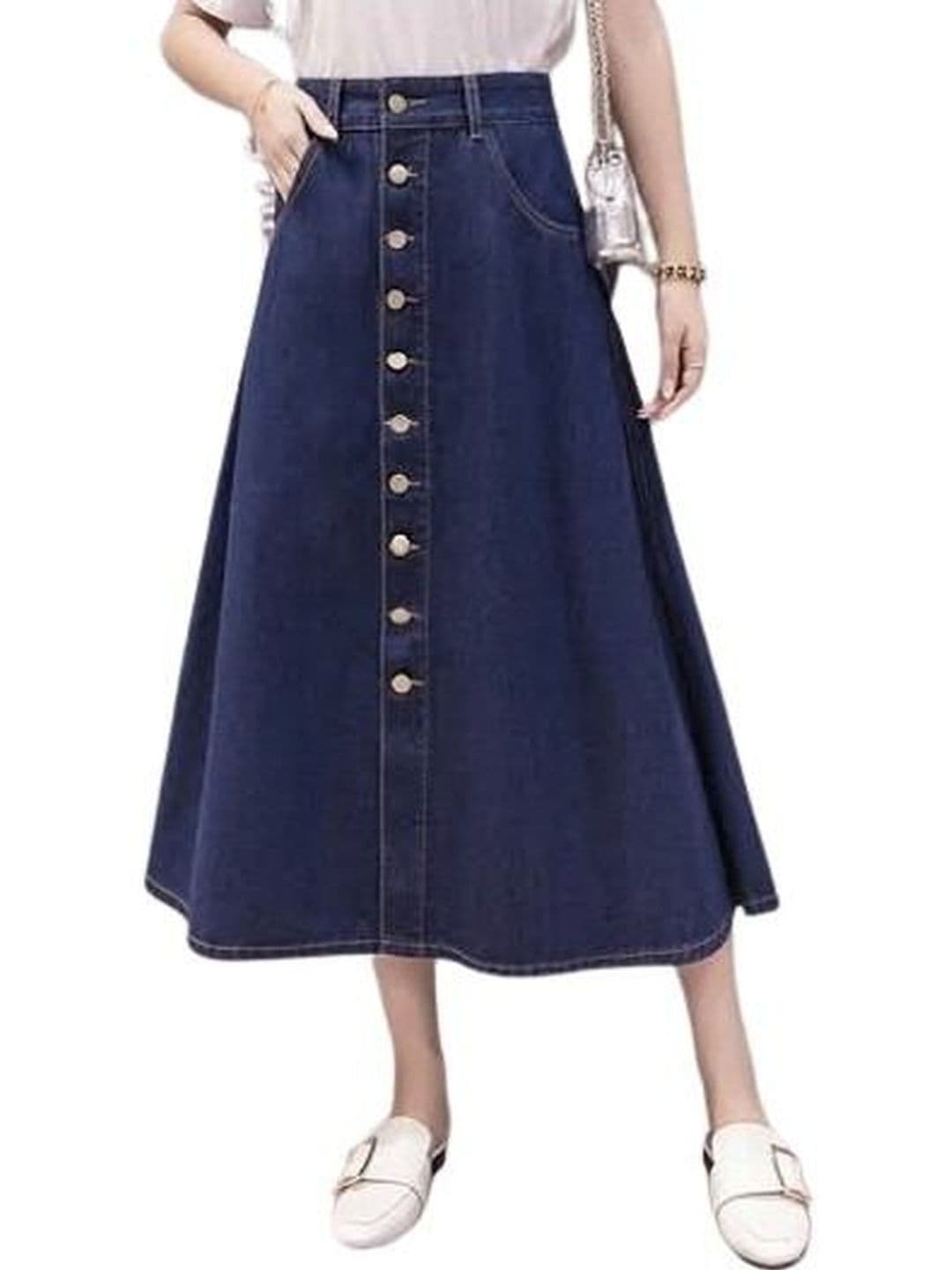 Codaisy Women Denim Midi A-Line Skirt - view 1