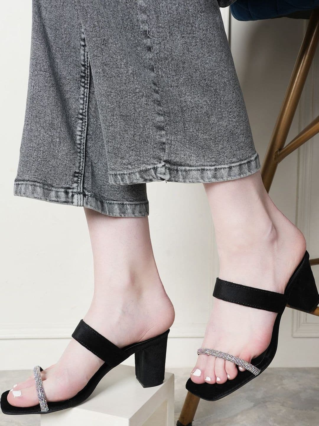 DressBerry Textured Party Block Mules - view 1