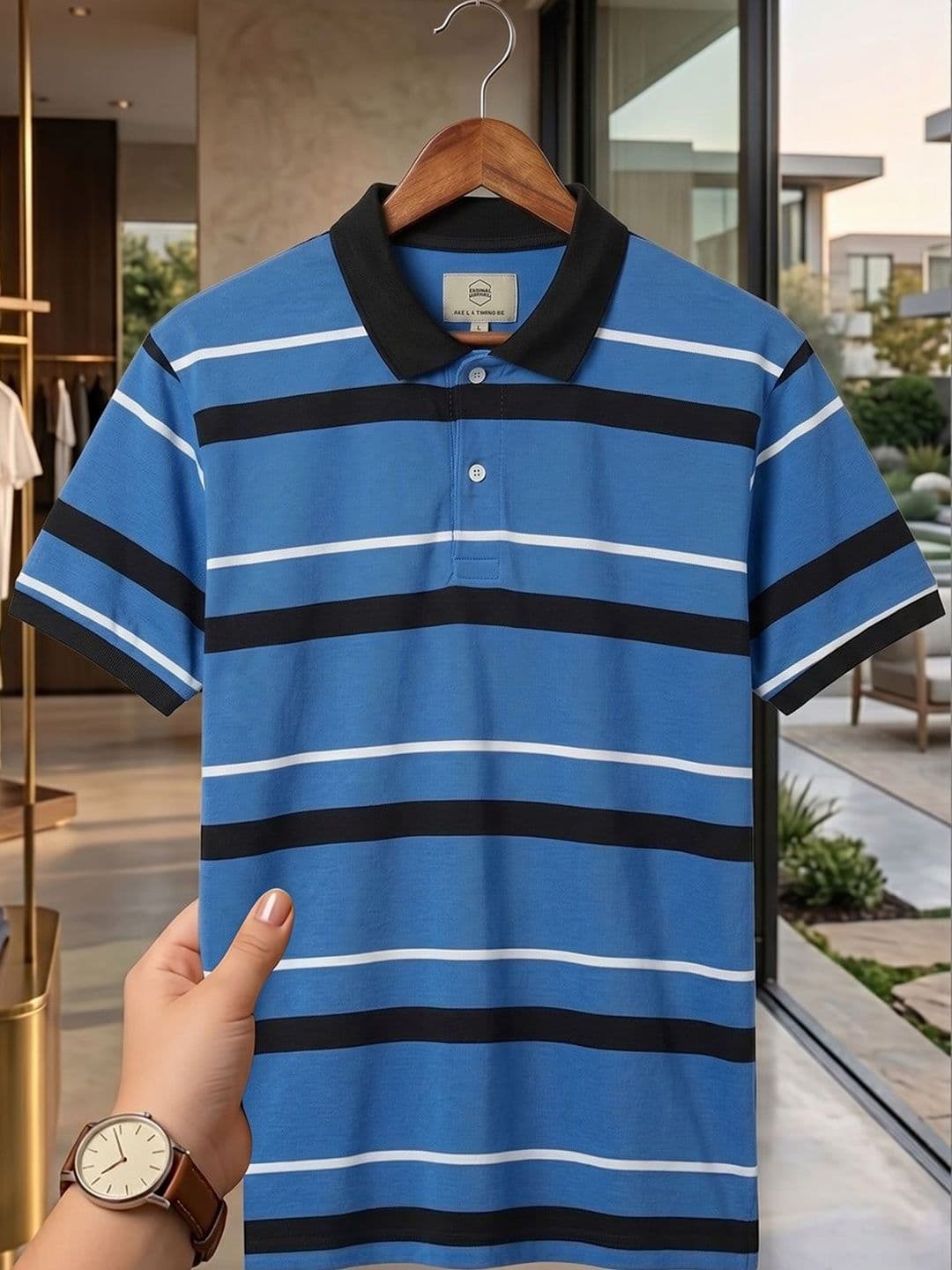Mast & Harbour Men Striped Polo Collar T-shirt - view 1