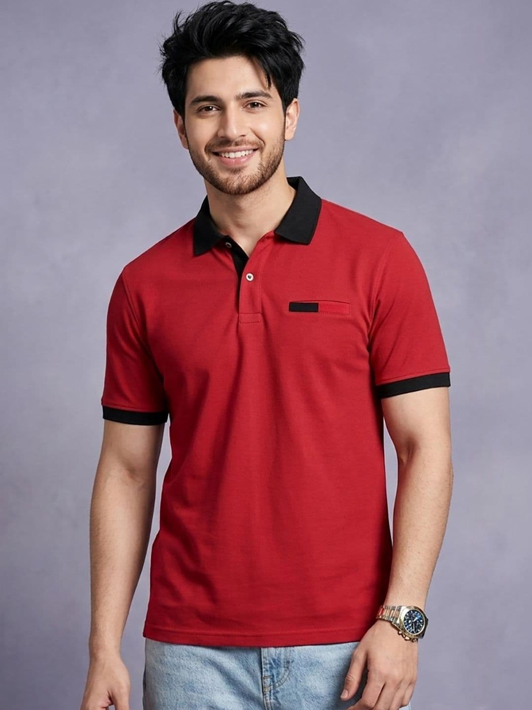 Mast & Harbour Men Polo Collar Pockets T-shirt - view 1