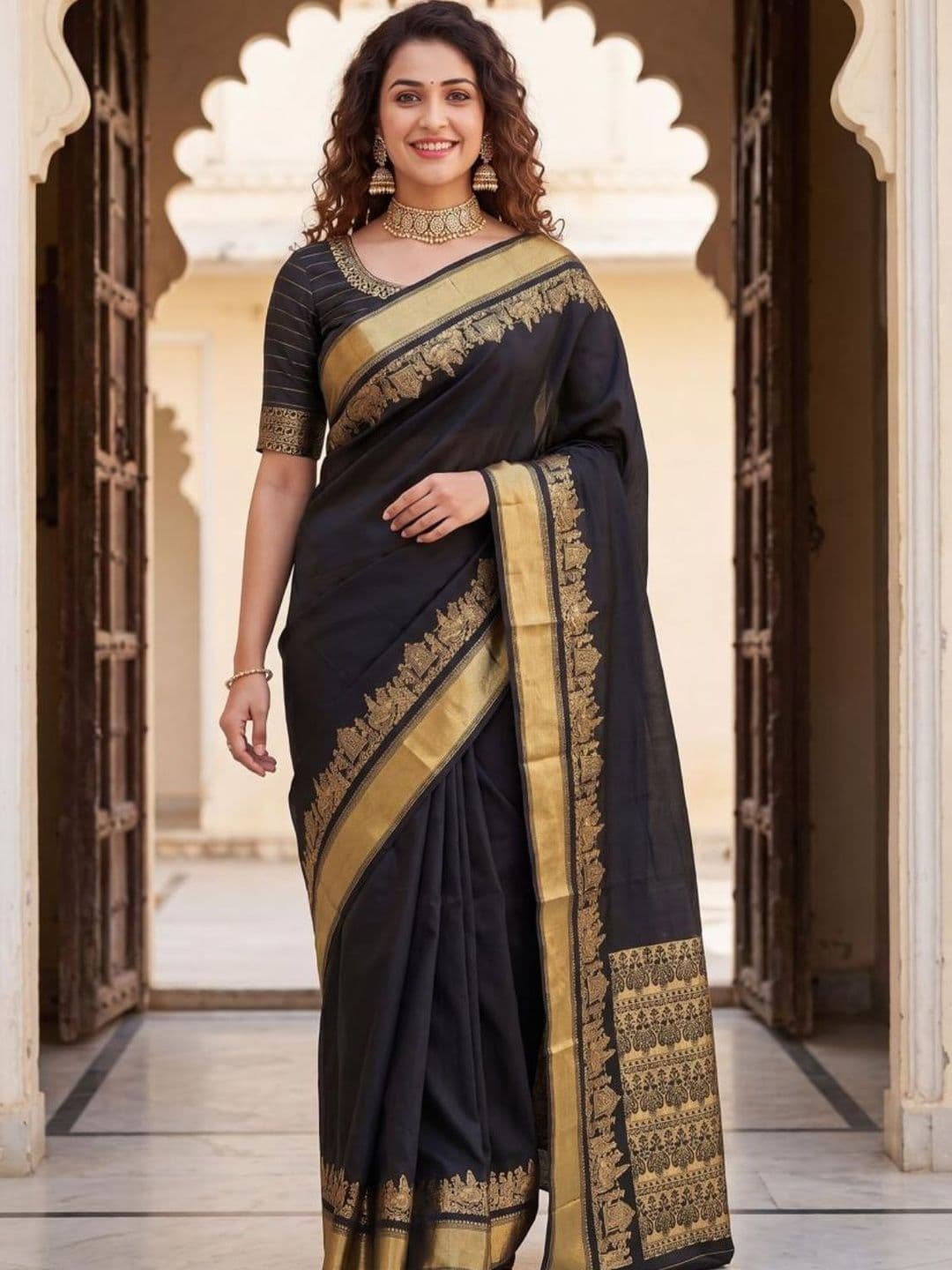 ODETTE Woven Design Zari Silk Blend Saree - view 1
