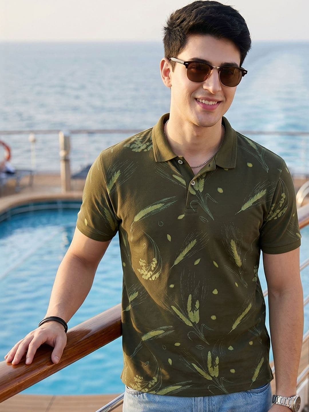 Mast & Harbour Men Printed Polo Collar T-shirt - view 1