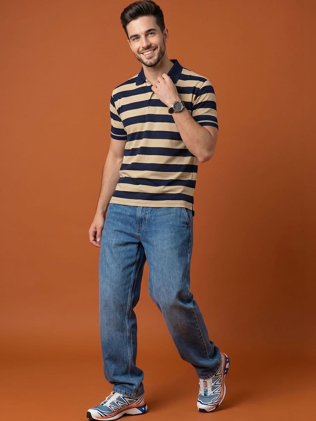 Kook N Keech Men Striped Polo Collar T-shirt - view 1