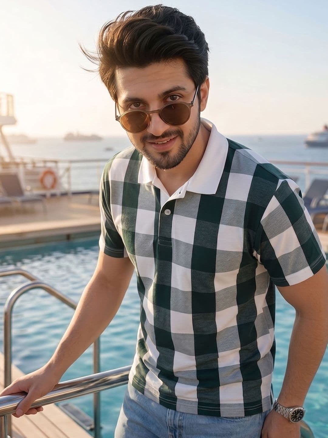 Kook N Keech Men Checked Polo Collar T-shirt - view 1