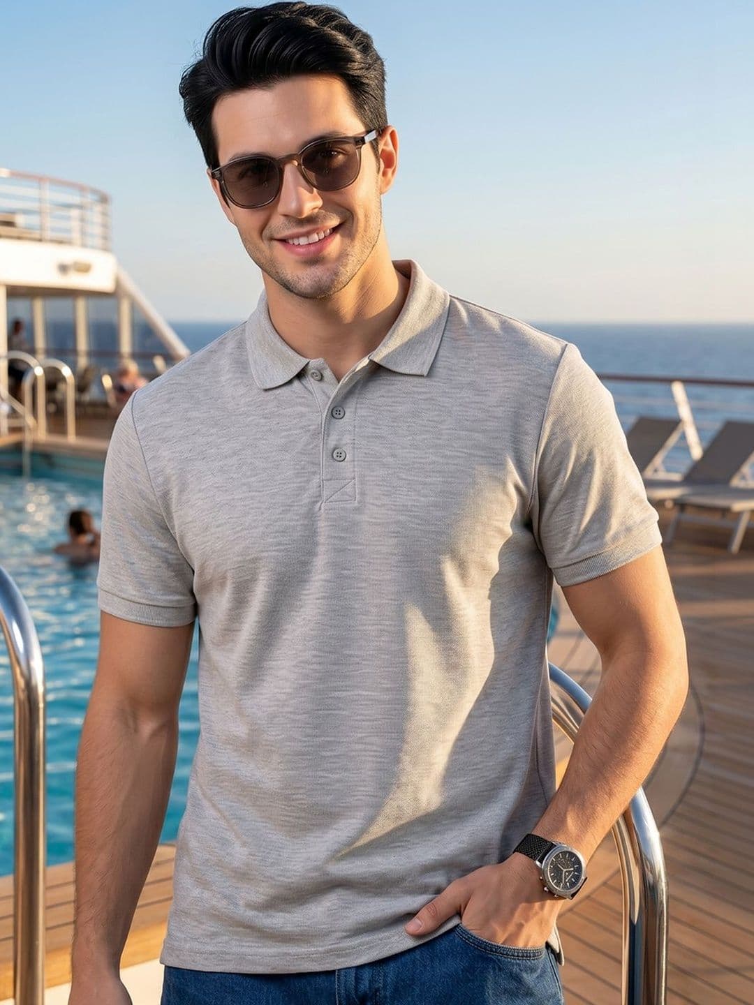 Mast & Harbour Men Polo Collar T-shirt - view 1