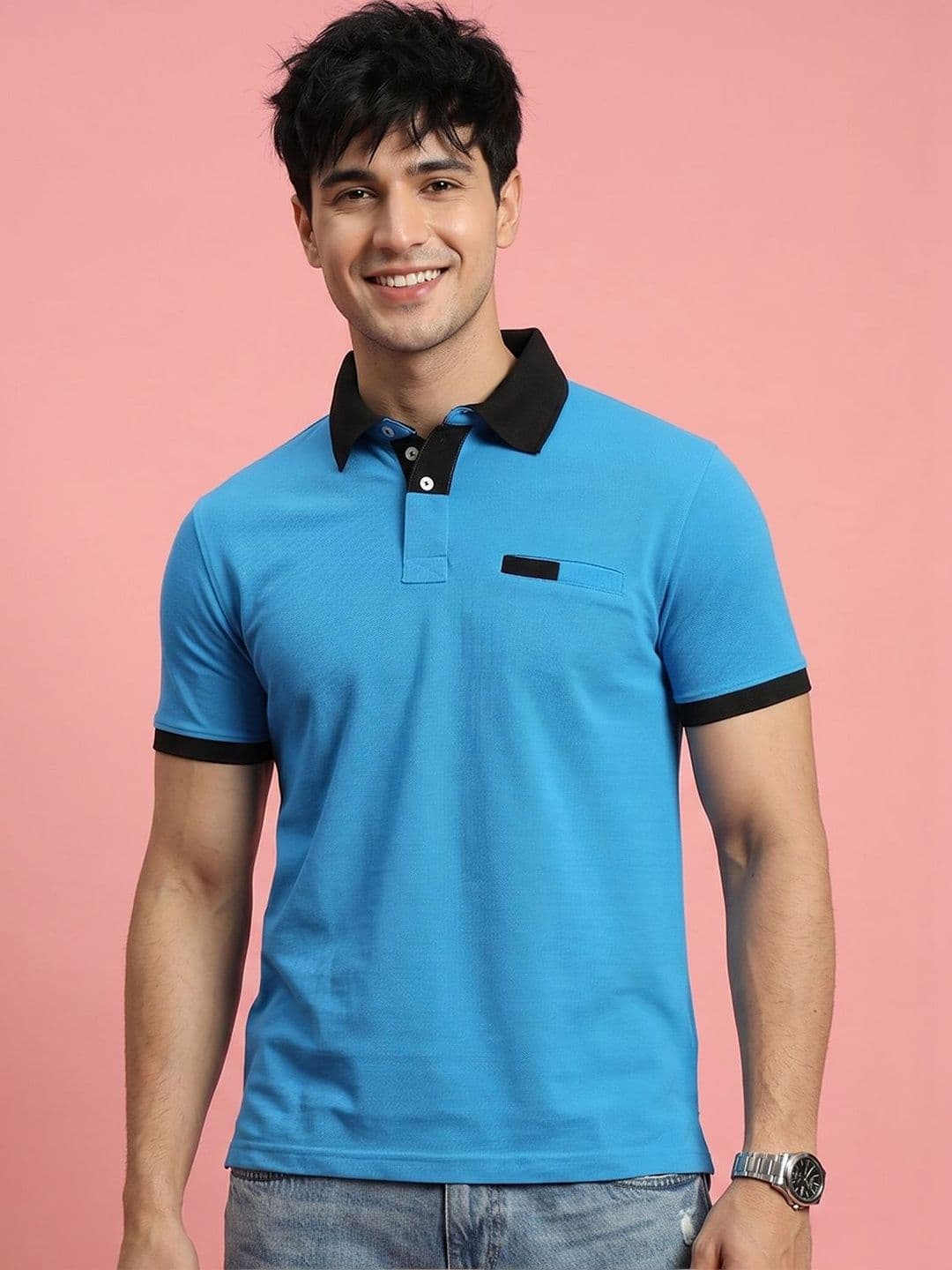 Mast & Harbour Men Polo Collar Pockets T-shirt - view 1
