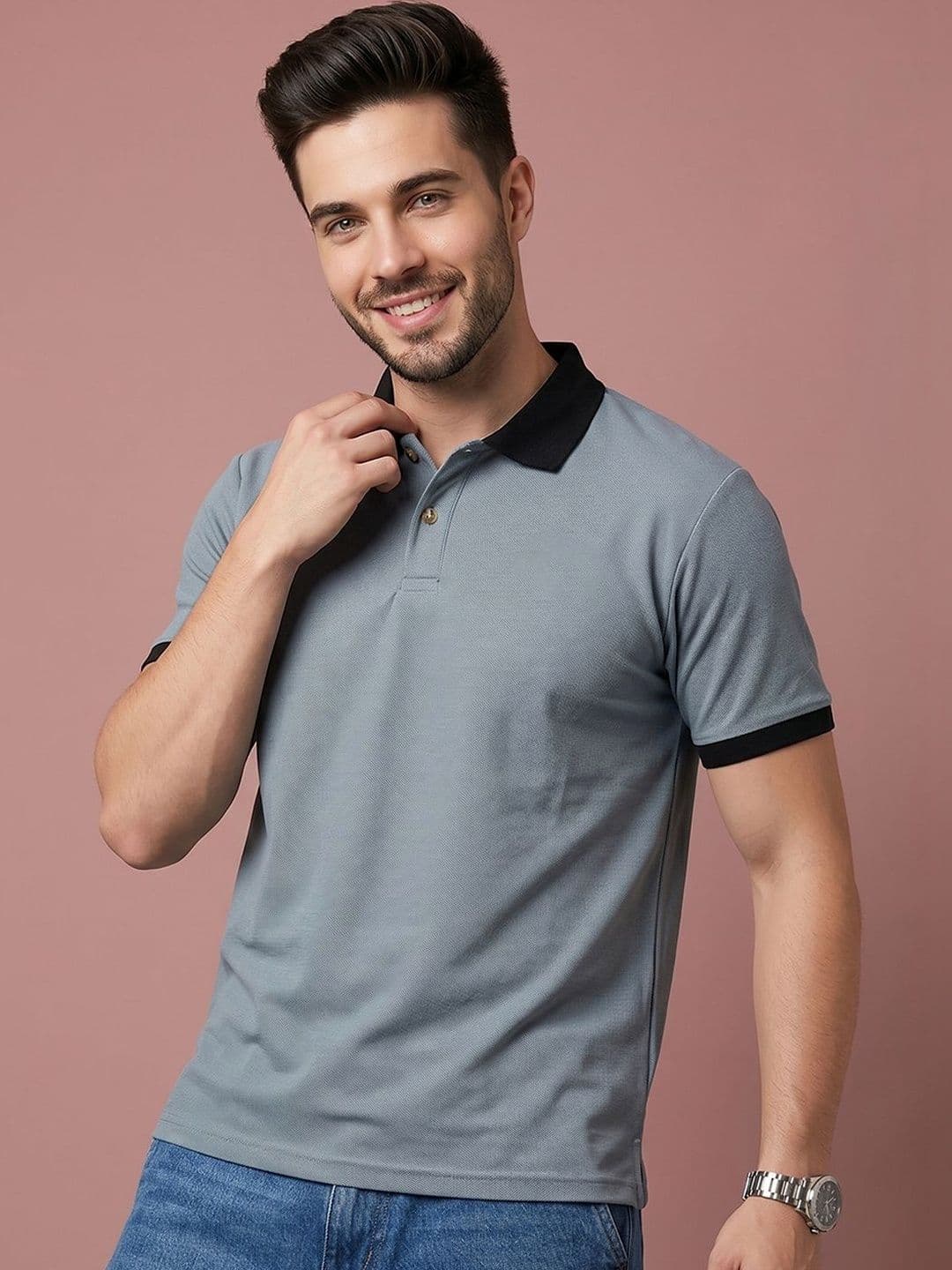 Mast & Harbour Men Polo Collar T-shirt - view 1